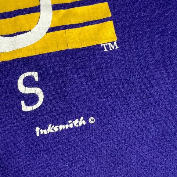 VTG 90s LSU Louisana State Tigers Shirt Adult Fits Medium Purple Faded Tee Tag L - Picture 4 of 15